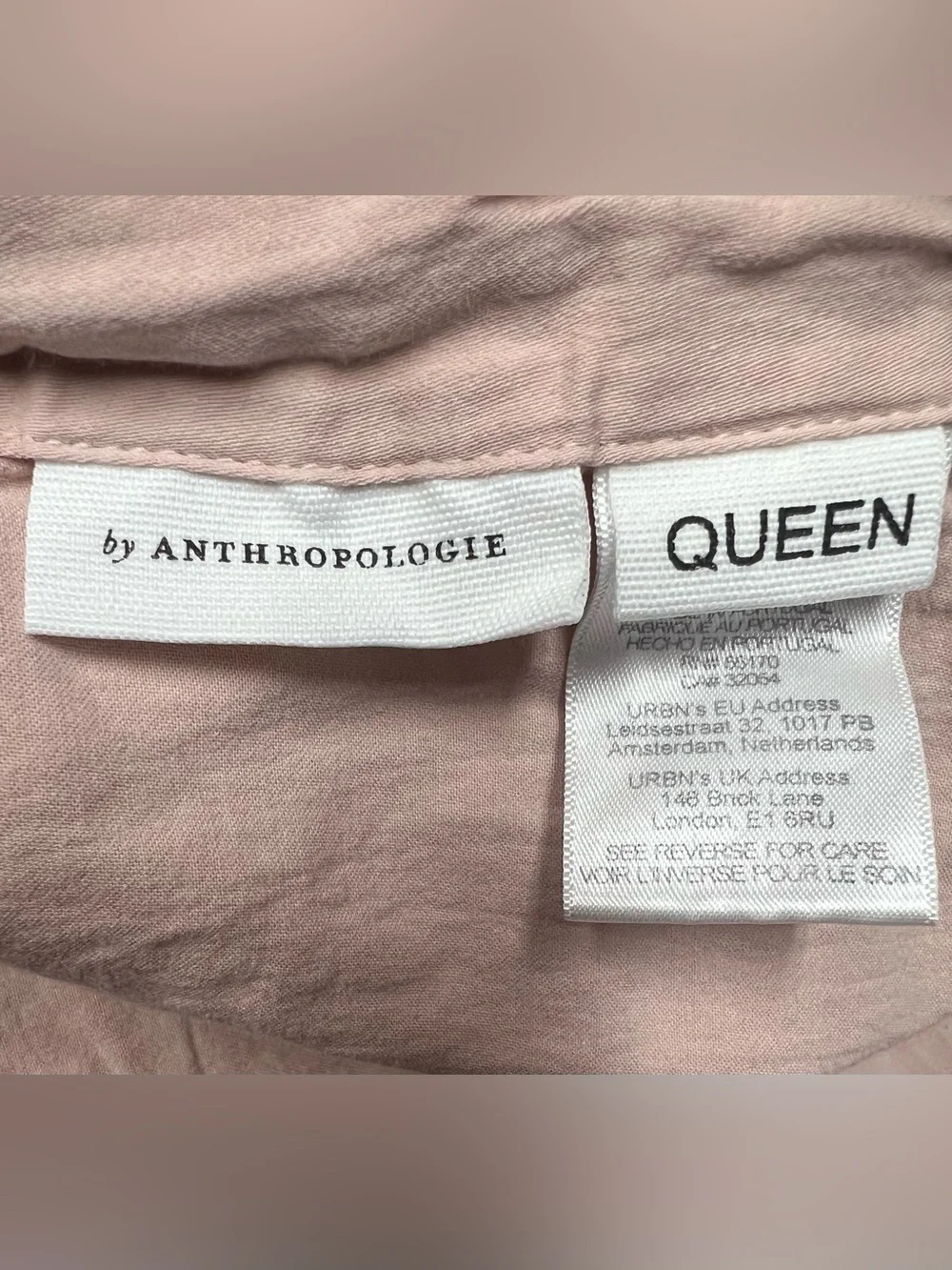 Anthropologie Organic Cotton Spa Sateen Ruffled Duvet Cover, Blush, Queen